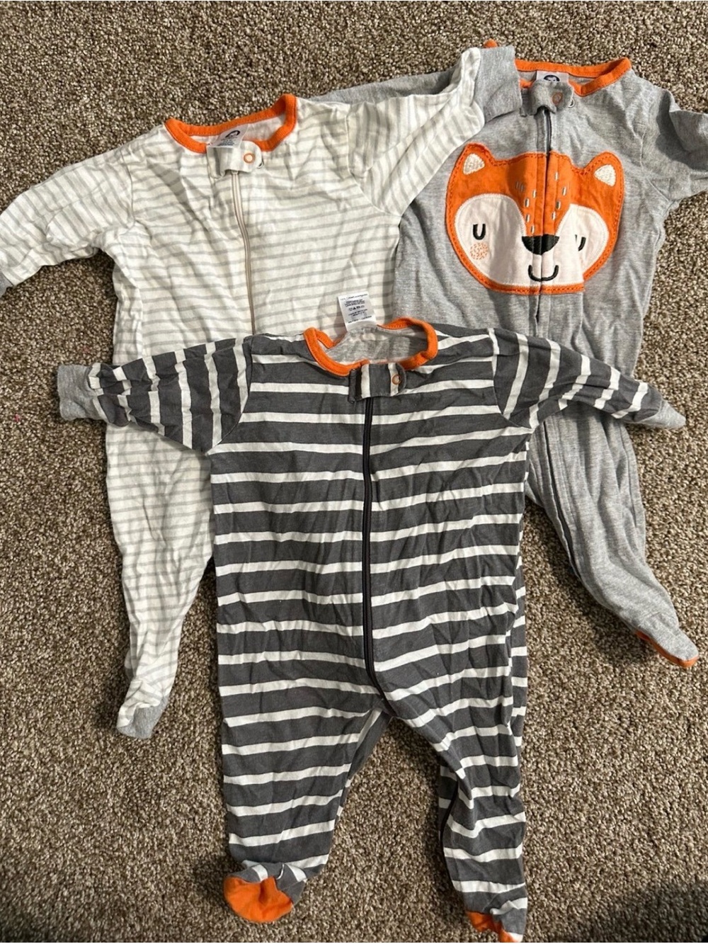 Gerber Gray and Orange Baby Footie Set - Fox & Stripes